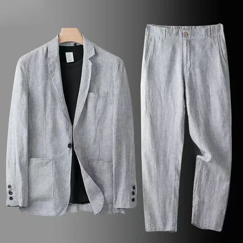 Men's Summer New Fashion Loose Fit Suit Jacket Casual Style UV Protection Long Sleeve Polyester Coat for Men's Wear