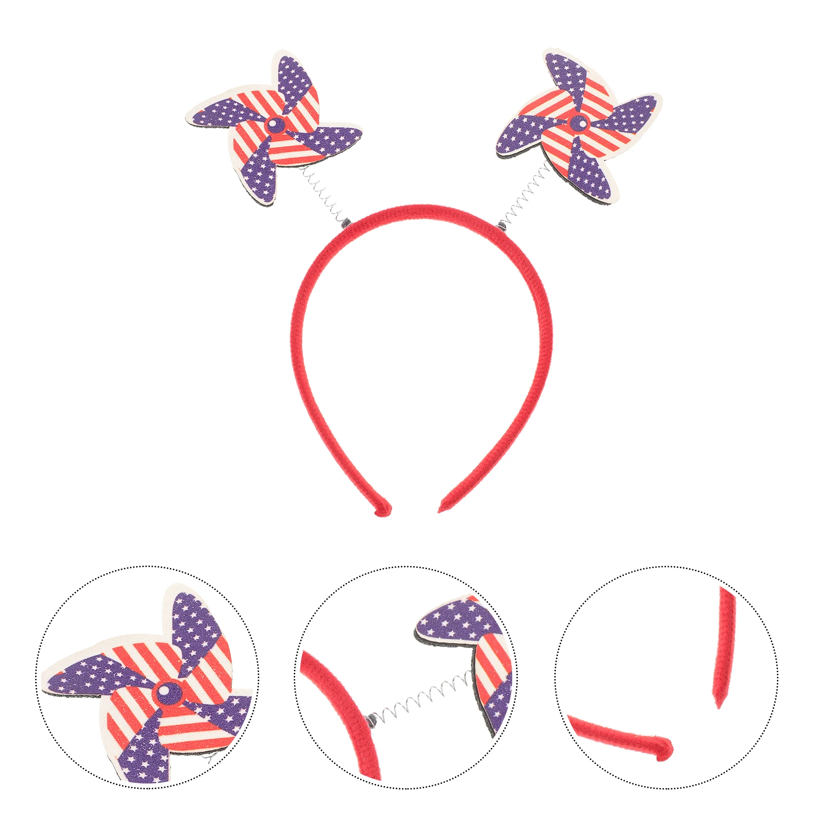 แถบคาดศีรษะ Windmill Headdress วันที่ 4 กรกฎาคมอุปกรณ์เสริมผมแต่งหน้าเครื่องแต่งกาย Props แถบคาดศีรษะ Hoop ผู้หญิง Headbands สําหรับ Miss