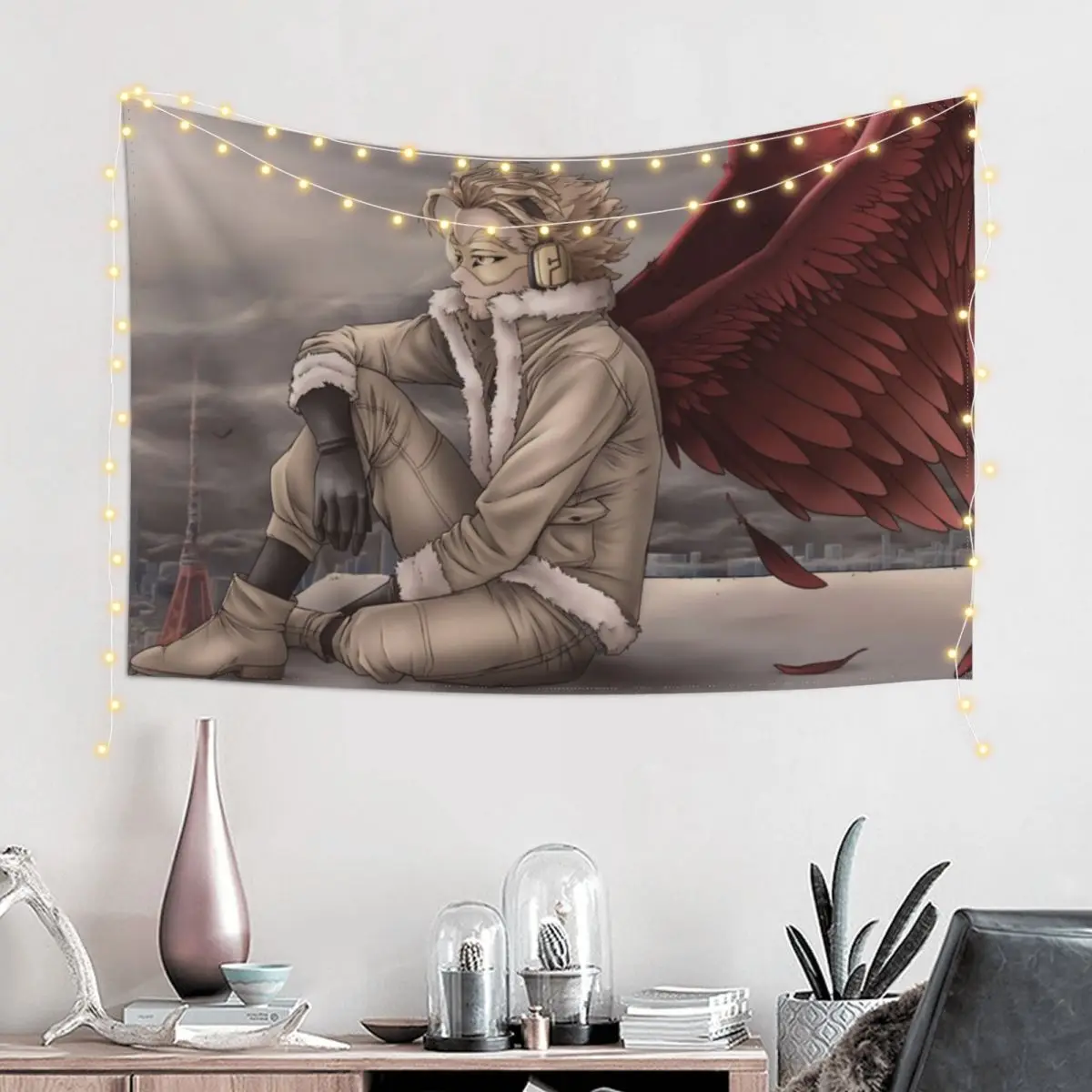 Rooftop Hawks Tapestry Hanging Wall Art Mural Tapestry