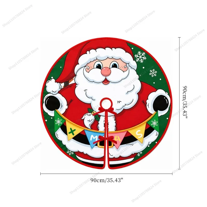 For Christmas tree skirt Cartoon Christmas tree skirt, printed fabric Christmas tree bottom skirt