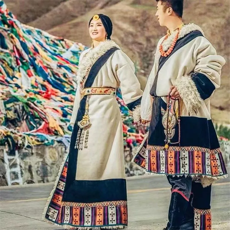 Tibetan Clothing Men's and Women's Robe Costumes Long Skirt Ethnic Style Travel Clothes