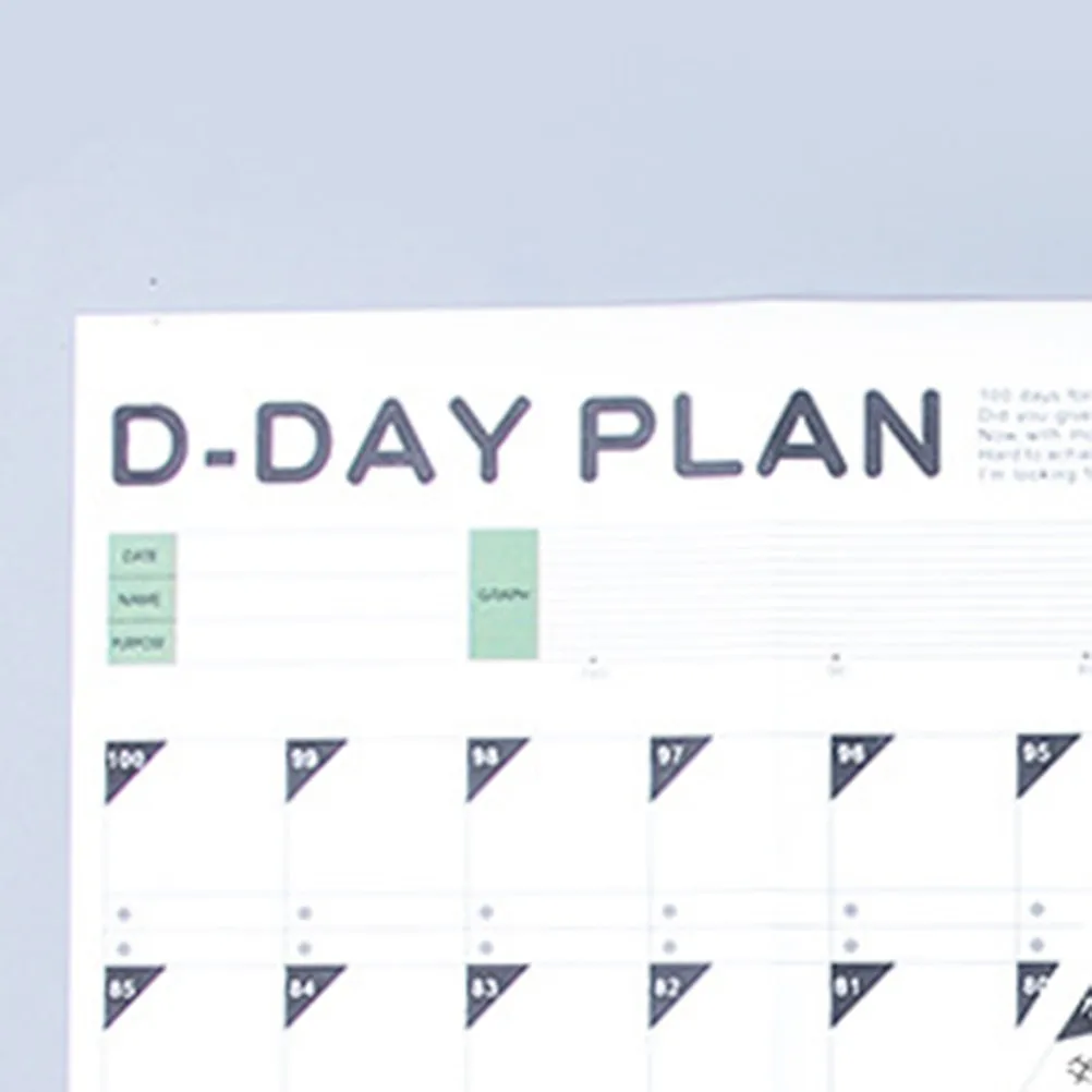 100 Day Countdown Calendar Periodic Planner Table for Studying Working Goal Tracking Healing Procrastination Portable
