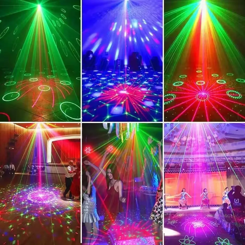 2024 Lights Power 15W 6-Hole 72 Figure LED+Remote Control Sound Control Flash Party KTV Bar USB Stage Lamp Wedding Ambient Light