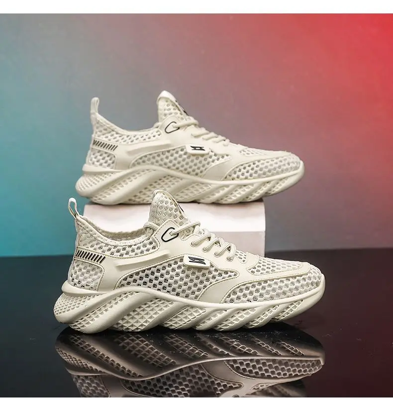 

2025 new summer fashion breathable hollow thin mesh men's shoes mesh leisure sports running air conditioning shoes