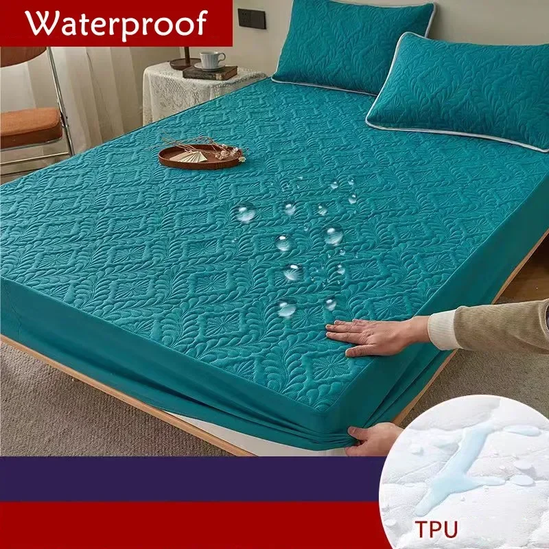 New Quilted King Mattress Protector Fitted Sheet Waterproof Bed Cover King Size Sheet Breathable Soft Mattress Cover 1Pc Decor