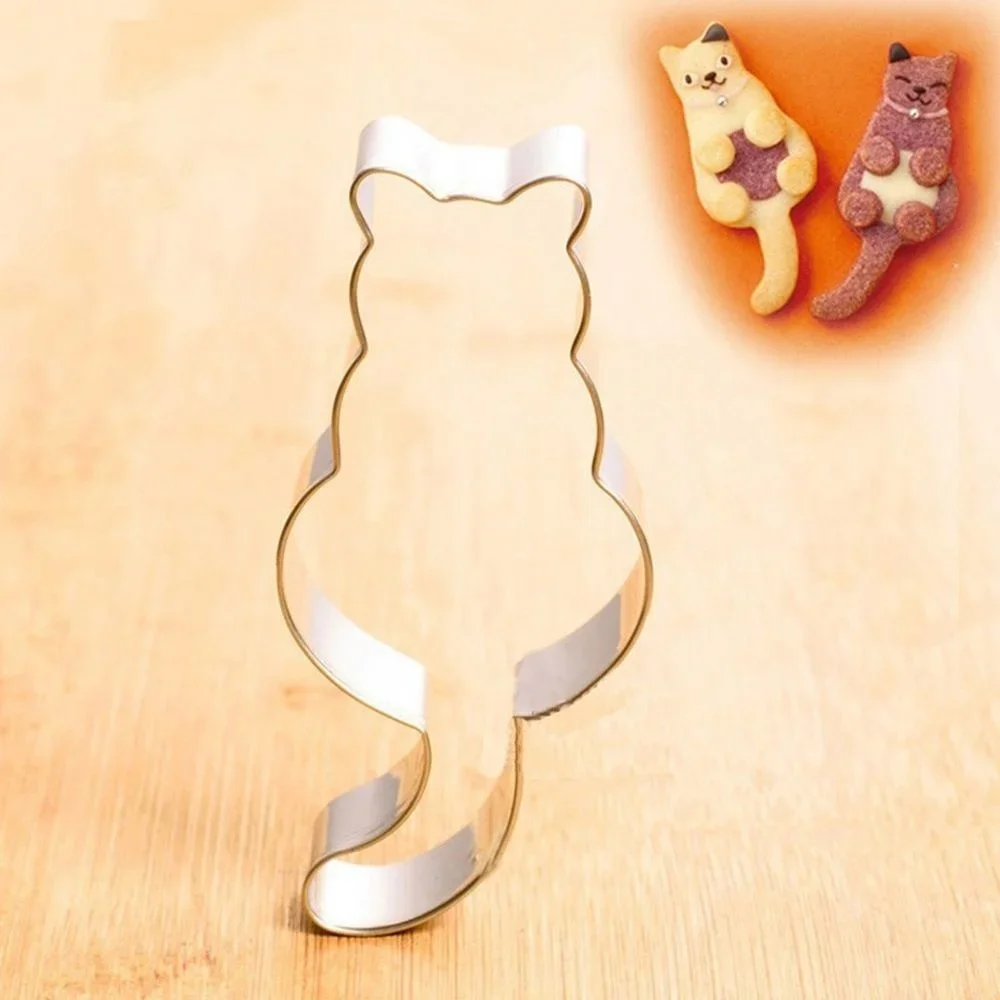 2pcs Cookie Press Mold Cat Shaped Aluminum Baking Cake Mold Cookie Cutter Mold Sugar Art fondant cutter