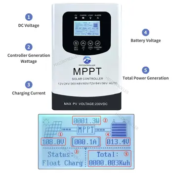 Brazílie Stock MPPT 100A 230VDC Solární regulátor nabíjení 60A 80A PV regulátor RS485 WIFI monitor pro domácí systém 12V až 96V 10 nejlepší prodej mppt wifi - №4
