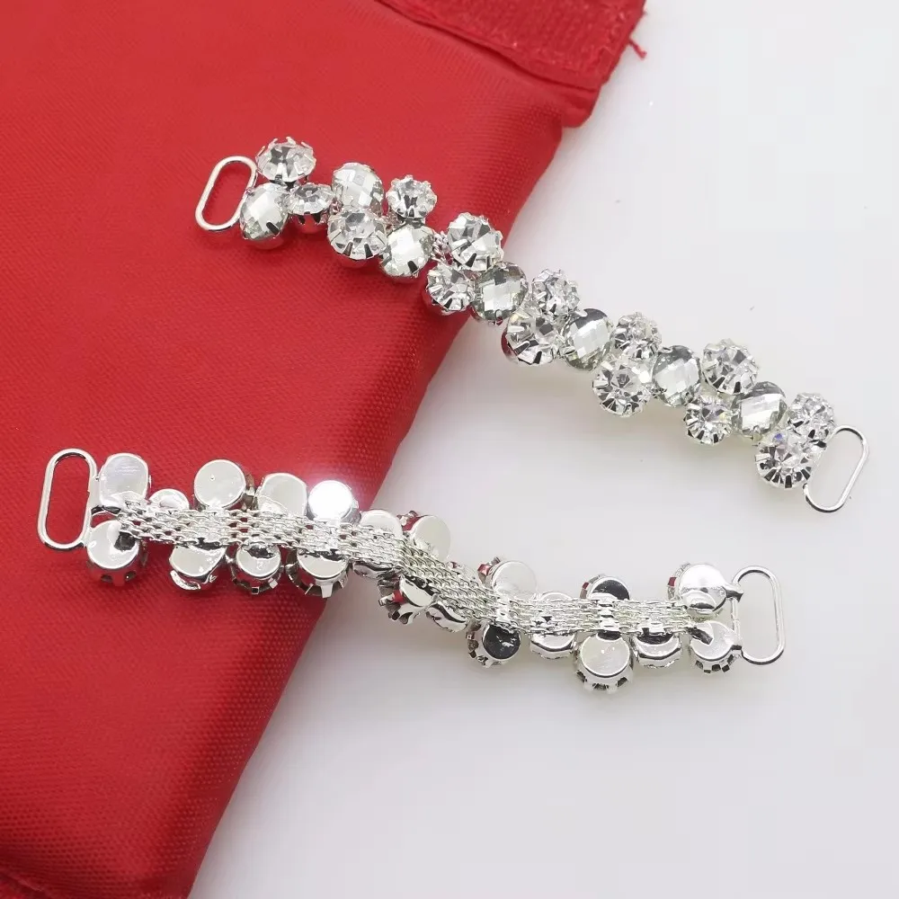 factory Outlet 2pcs 90mm* 20mm Clear Crystal Rhinestone Bikini connector buckle reinforcement flat chain Metal chain Decorative
