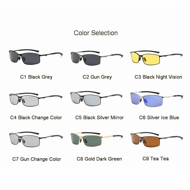 Rectangle Metail Frame Polarized Sunglasses Men Brand Designer Color Changing Sun Glasses Driving Oculos de sol UV400 image 3