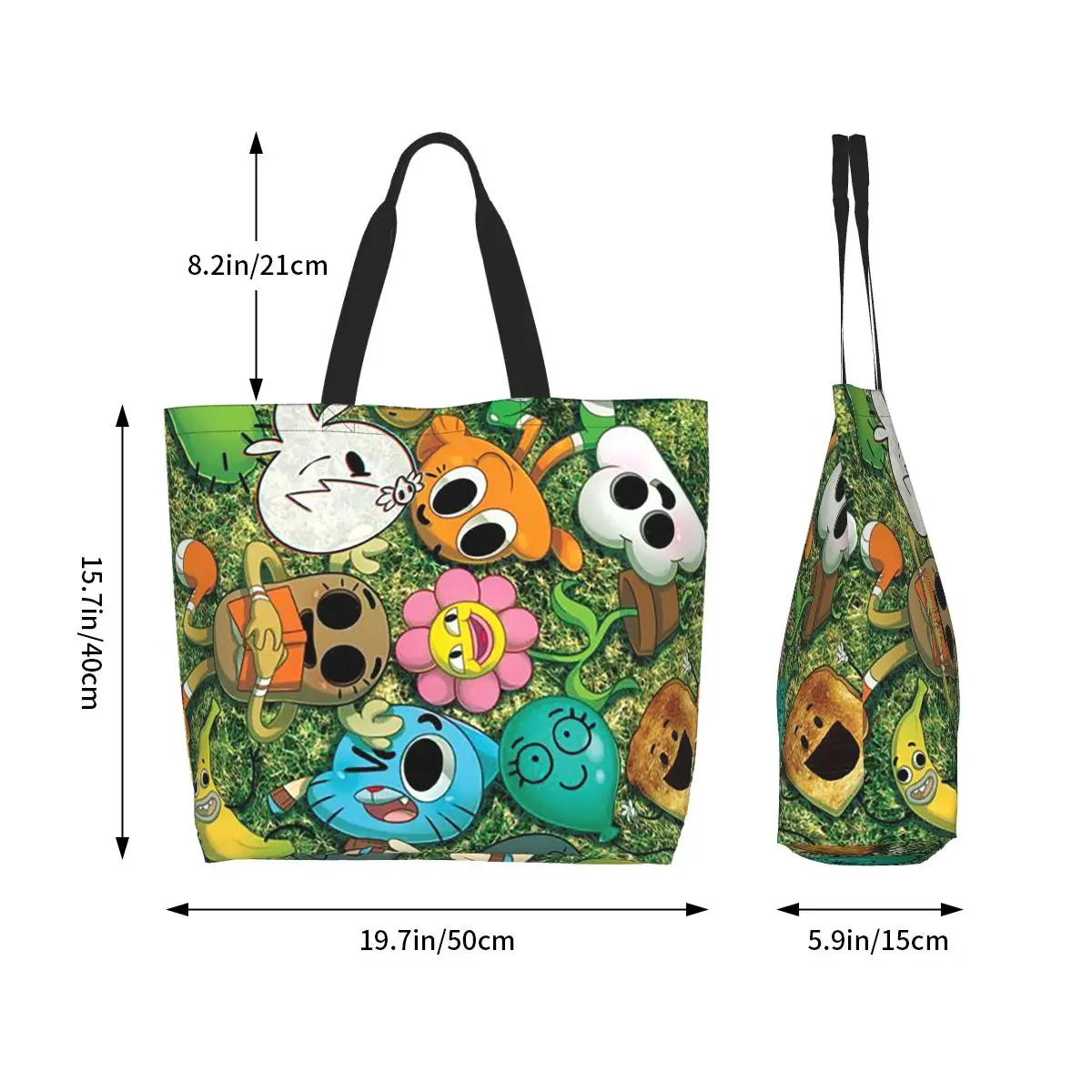 The Amazing World Of Gumball Cartoon Shopping Tote Bag Canvas Large Capacity Shoulder Bags Shopper Grocery Handbag for Women