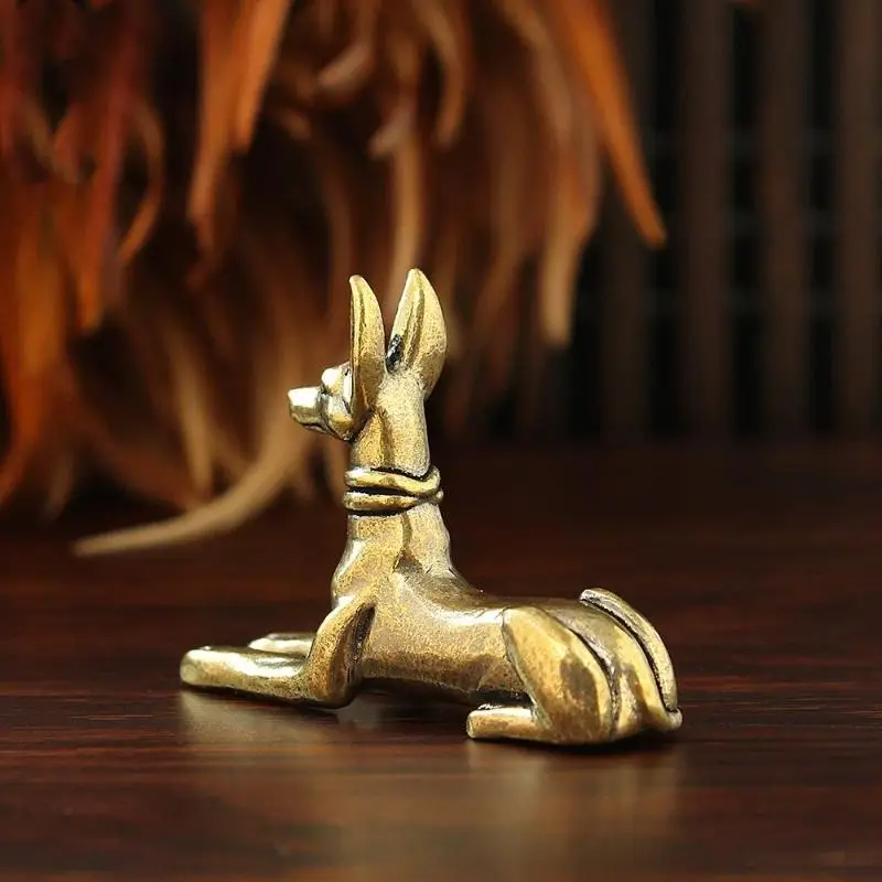 Vintage Handmade Copper Egyptian Pharaoh Hound Statue Brass Animal Dog Figurine for Office Desk Decor Collectible Gift