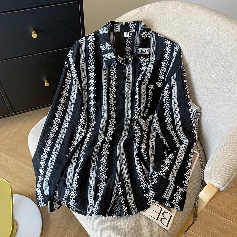 

Летняя женская блузка из жаккарда с длинным рукавом, однобортная, тонкая, в уличном стиле, повседневная, белая рубашка, светло-желтый топ, рубашка-пальто