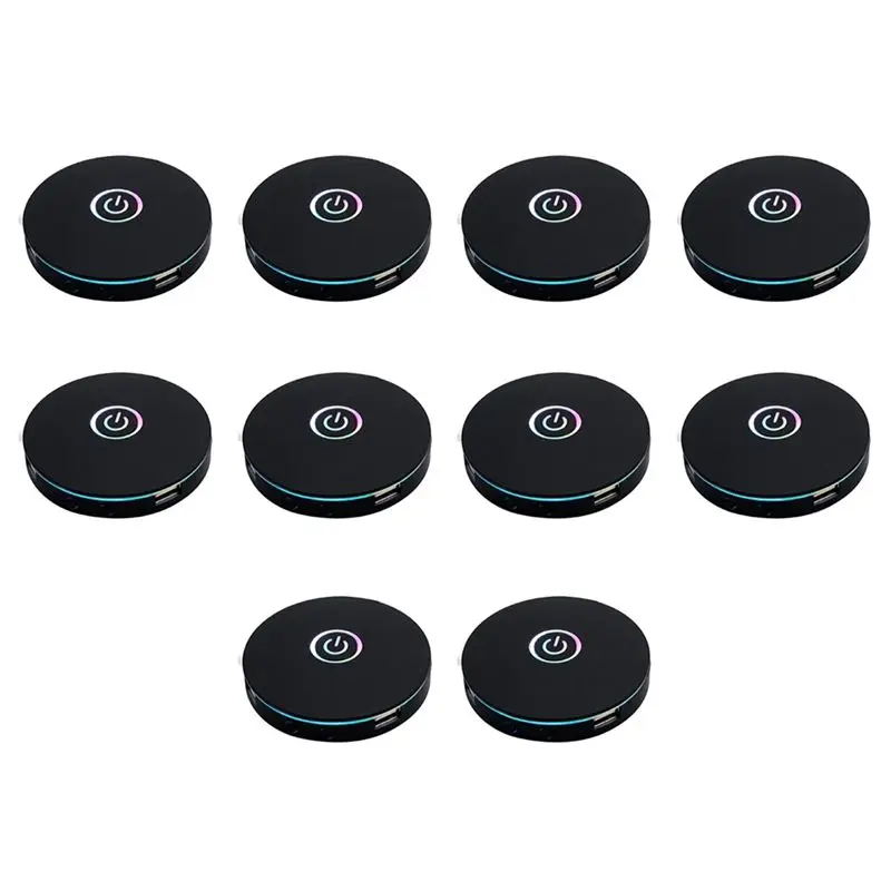 10X Computer Switch RGB Lighting Effect External Host Power Switch Button,Suitable For Internet Cafes,Offices (Black)