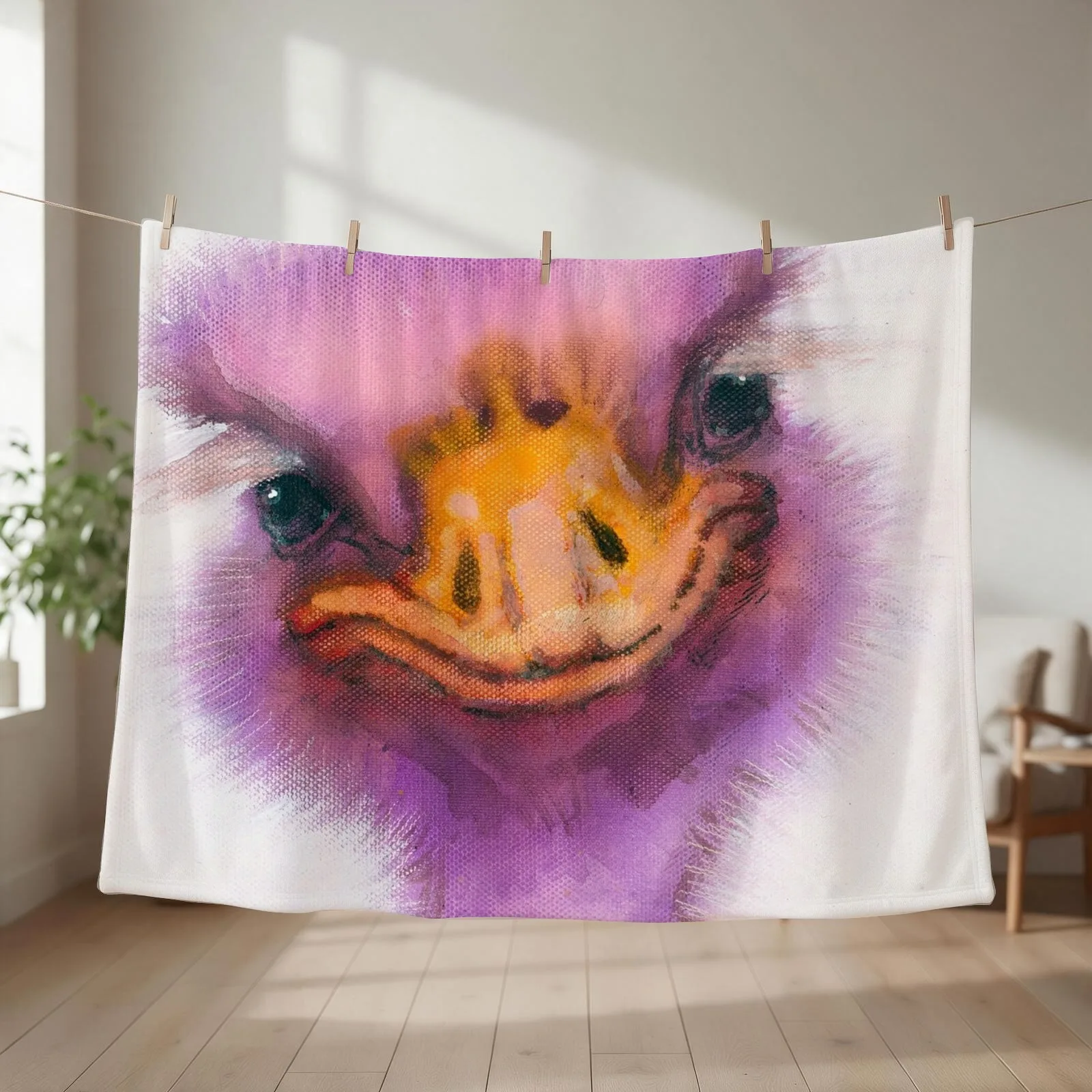 New Ostrich Throw Blanket couch cozy soft plush fuzzy picnic outdoor blanket