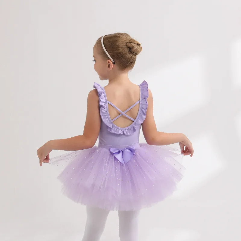 Justaucorps de gymnastique pour enfants filles, vêtements de danse Bailarina, Costume à bretelles, jupe bouffante en maille, vêtements de danse de Ballet, Performance pour enfants