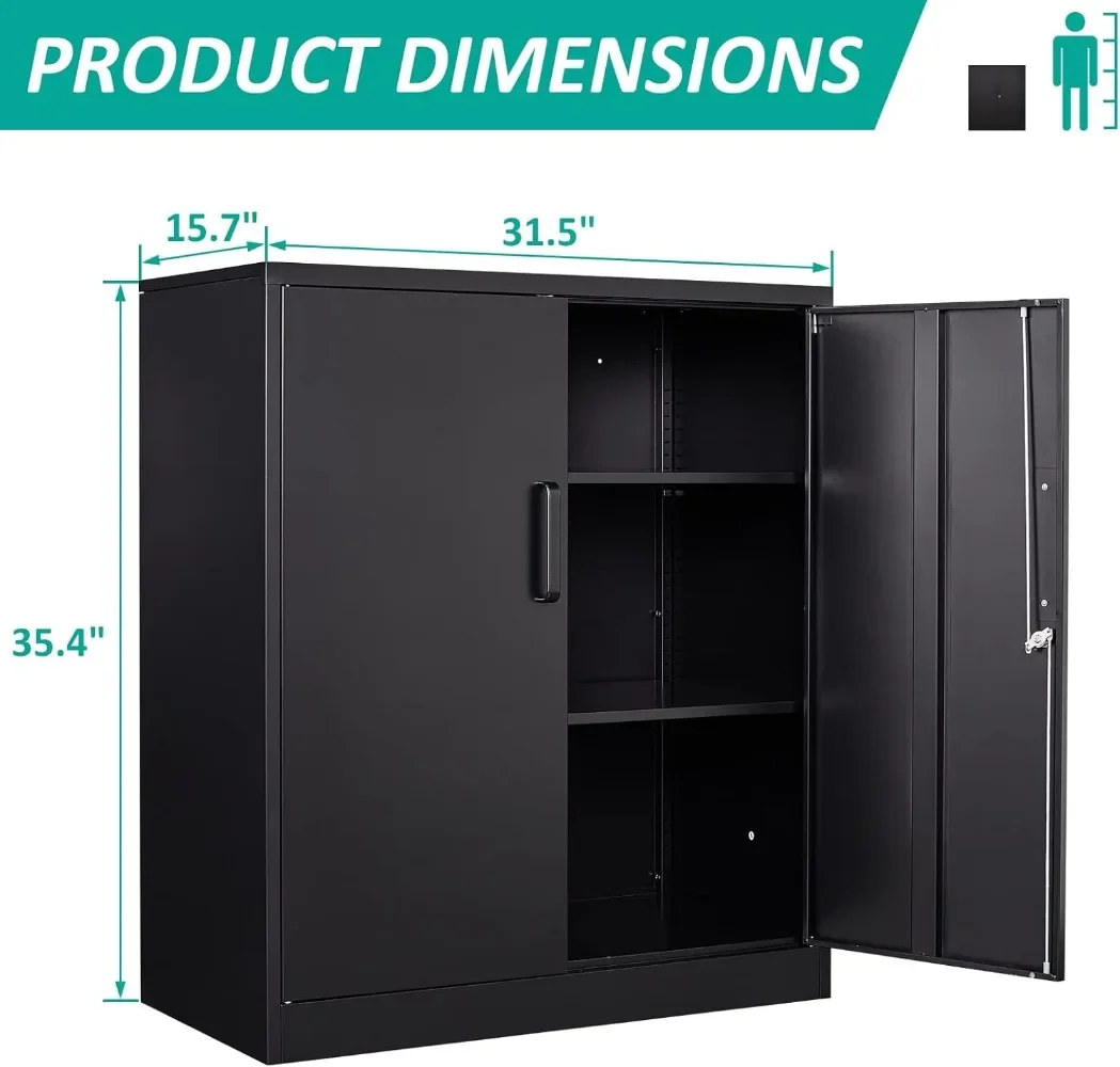 Metal Storage Cabinet Locked Steel Cabinet with 2 Adjustable Shelves,Office Cabinet Locking Tool Cabinets36