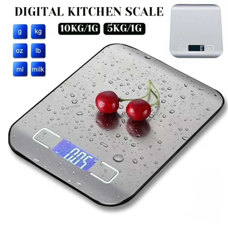 

Digital Kitchen Scale 5kg/10kg Stainless Steel Panel Precise Small Platform Scale Portable Electronic LCD Display Baking Scale