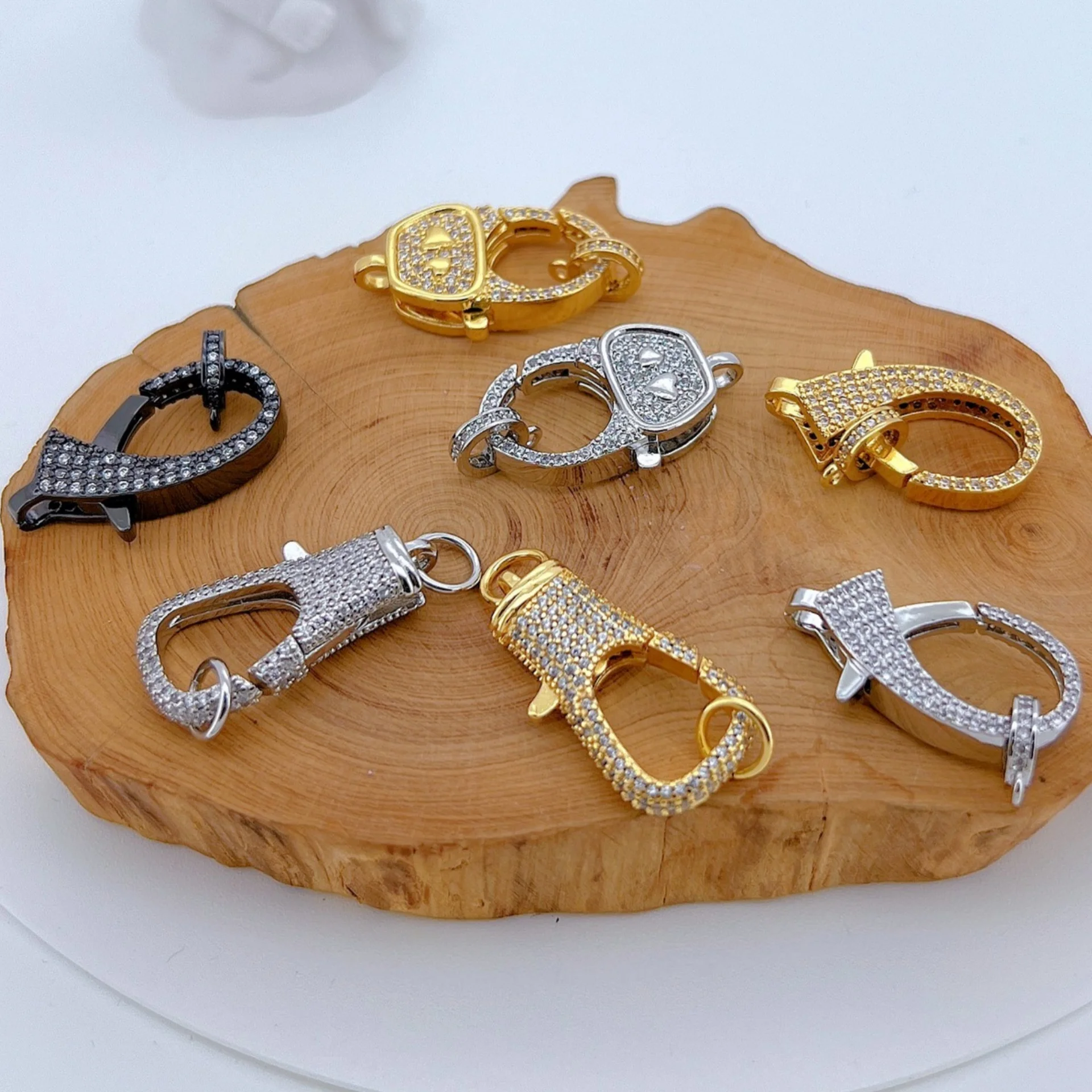 

1 Piece Micro-set Zirconium Universal Connecting Clasp Accessories, Suitable for Pearl Necklace Bracelet DIY Materials Wholesale