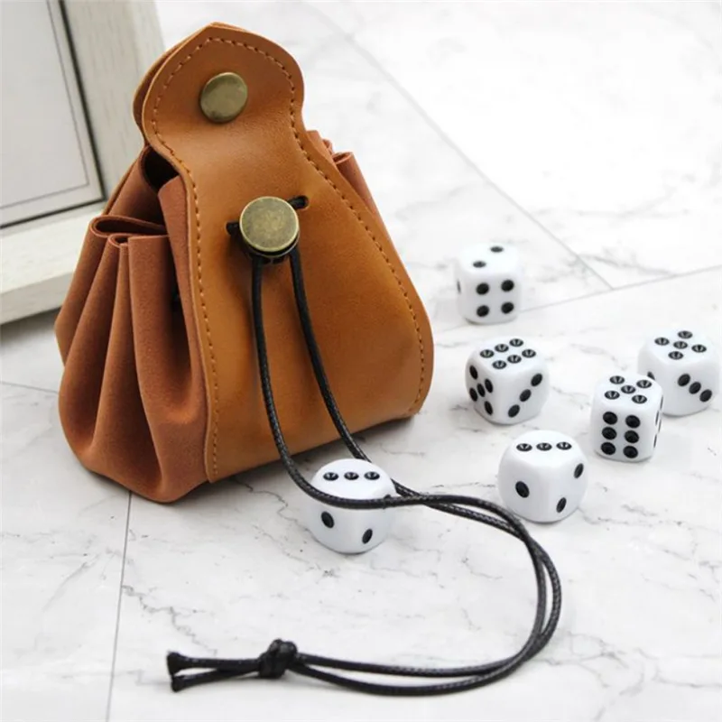 

PU Leather Dice Bag Tray Medieval Viking Style Jewelry Packing Drawstring Pouches For D&D Role Playing RPG Game Coin Purse