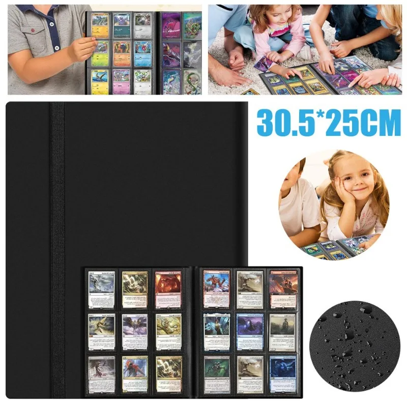 Livre de collection de cartes à 360 pochettes, couverture rigide épaissie avec fermeture à bande élastique, conception pratique à chargement latéral, anti-chute et anti-poussière, parfait pour le rangement et la collection de cartes