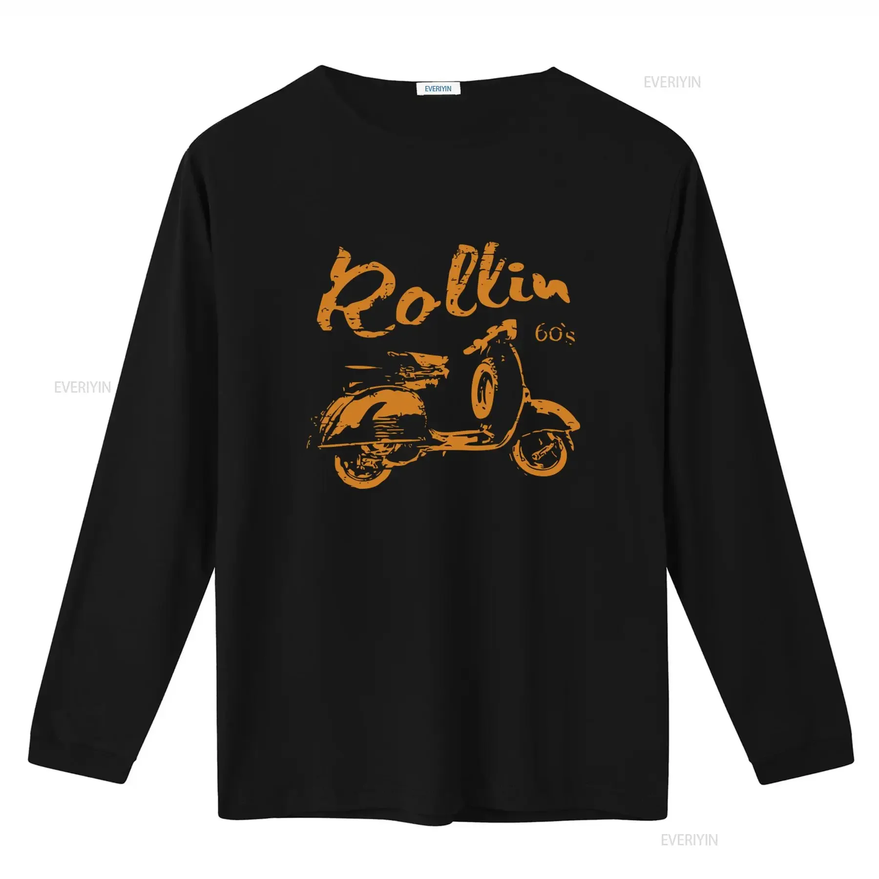 Vintage Hippie Men's T Shirt Black Retro Scooter Design Cool 60s Rollin Print S XXXXL vintage Washed streetwear graphic