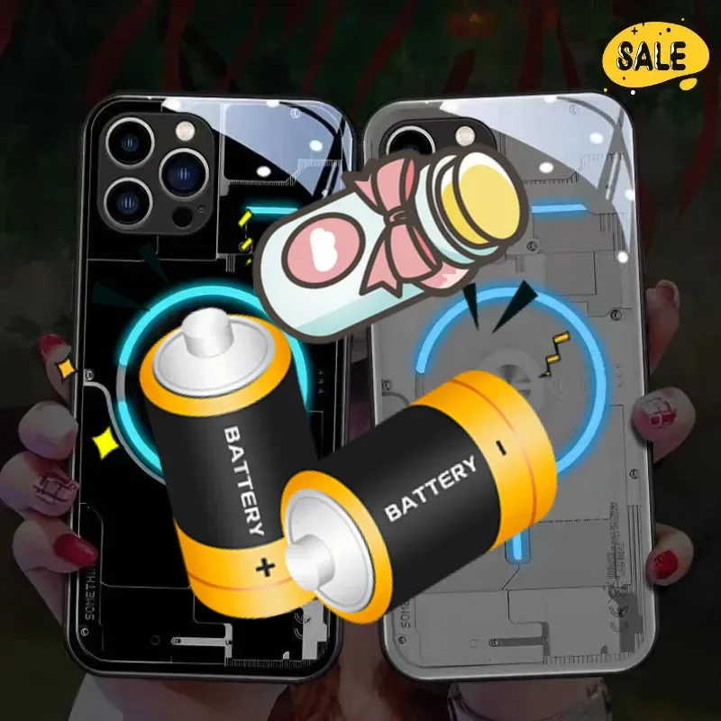 

LED Light Up Flash Glass Phone Case IPhone 16 15 14 13 12 11 Pro Max Mini X XR Xs Max Shockproof Anti-scratch Protector Cover