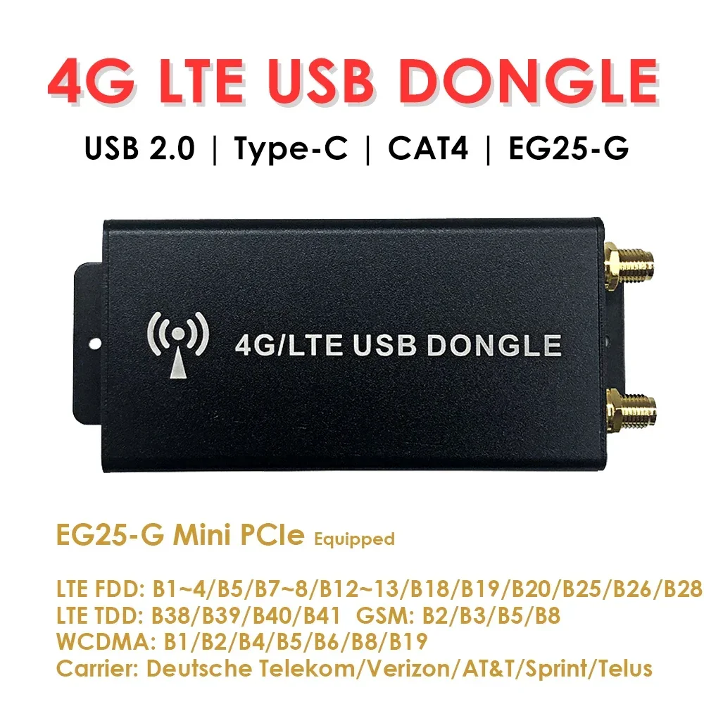 4G LTE Dongle with SIM Card Slot LTE FDD EG25-G Global Version Mini PCIe to USB Type-C Adapter for Industrial Use