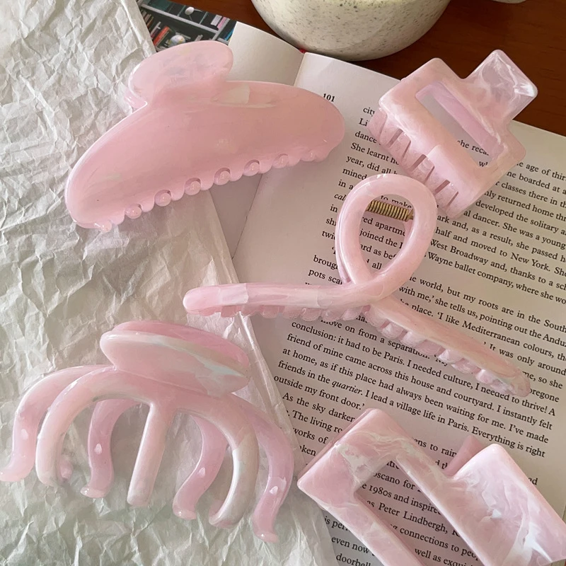 Haarklammern für Frauen und Mädchen, Rosa Haarkrallen, Rutschfeste Krabben-Haarspangen, Modische Haaraccessoires, Geschenke – Detail 2