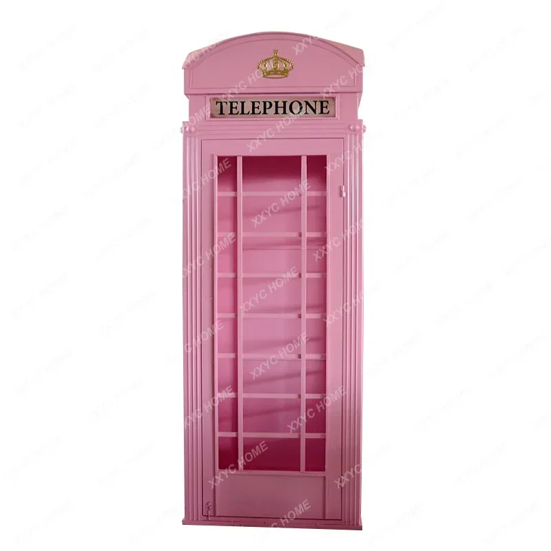 Retro Iron Art Telephone Booth Outdoor Floor-Standing Decorations Decoration Crafts Photography Props Post Box Booth Model