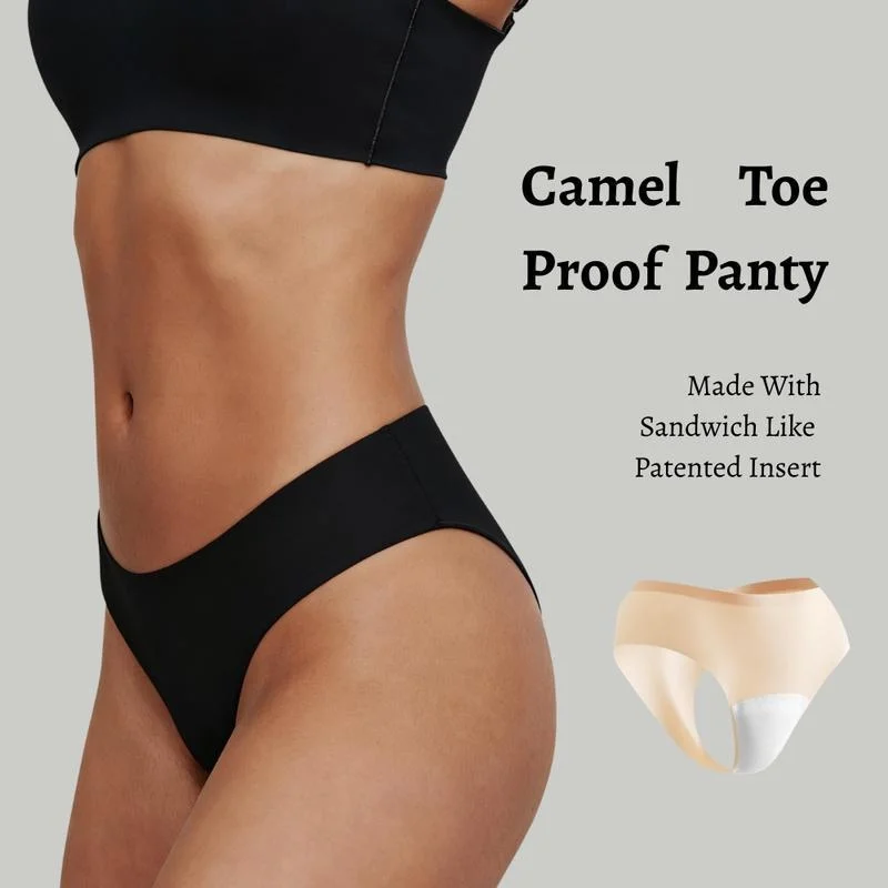 Soft Intention Women's No Show Camel Toe Cover Thongs Comfortable High Waist Underwear for Couples Summer Collection