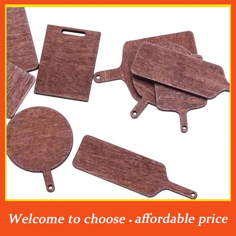 

TU 5Pcs/Set Wood 1:12 Dollhouse Miniature Round Chopping Board Square Cutting Board Bread Dessert Board Model Kitchen Decor Toy