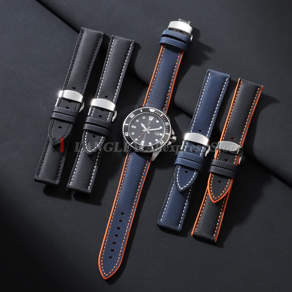 

20mm 22mm 24mm Soft Watchband for Seiko for Omega for Rolex Carbon Fiber Silicone Rubber Men's Women's Sport Waterproof Bracelet