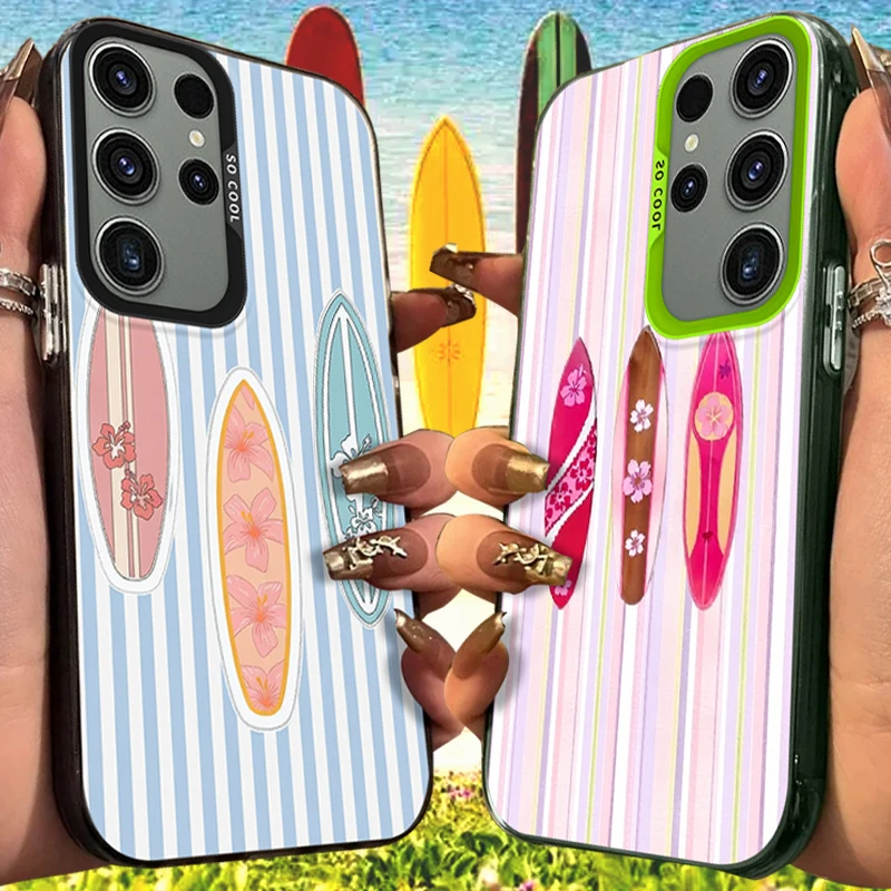 Coastal Holiday Surfboard Frosted Case for Samsung Galaxy S26 S25 S24 S23 Plus S22 Ultra S21 S20 FE A57 A56 A55 Acrylic Cover