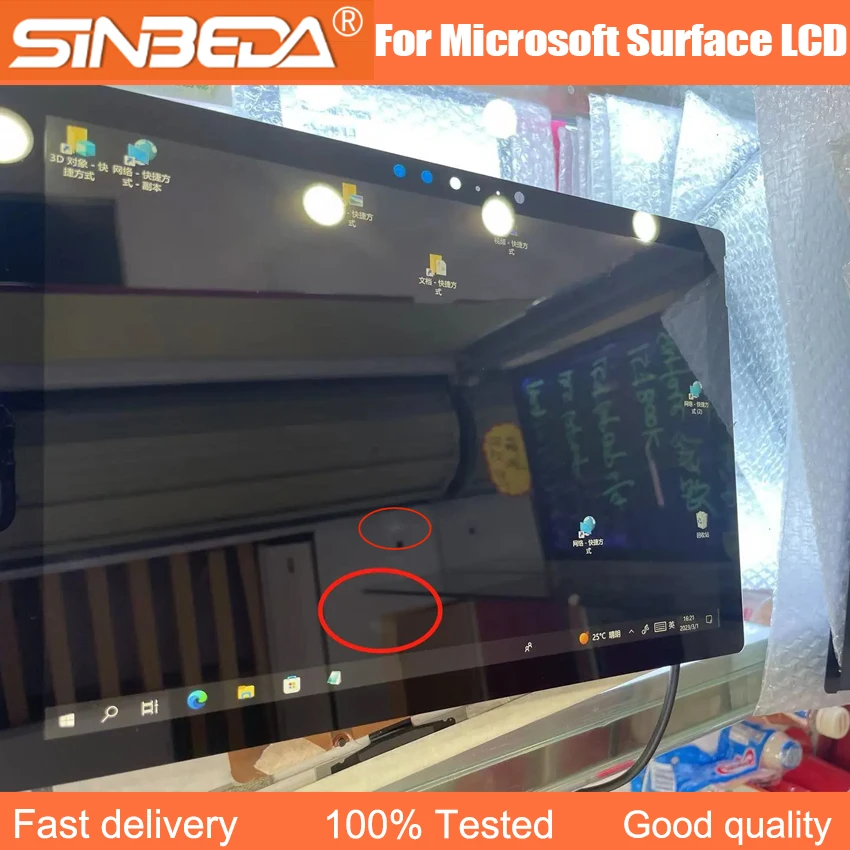 100%Test  LCD For Microsoft Surface Pro5 4 3 6 7 7Plus 8 9LCD Replacemen Display Touch Screen Digitizer Assembly 1866 Have Flaws