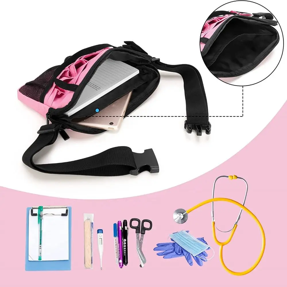 Multi Compartment Nurse Fanny Pack Adjustable Waist Strap Portable Nursing Organizer Pouch Anti-slide Waterproof Waist Tool Bag