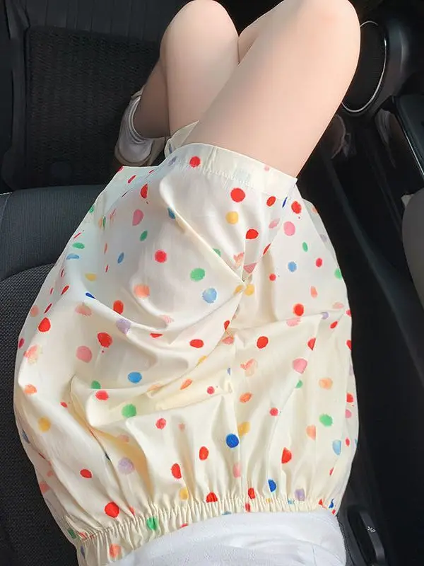 

Новые женские летние тонкие спортивные повседневные брюки Sembach из ледяного шелка в горошек, очень большого размера, 300 Pou 2025, с широкими штанинами