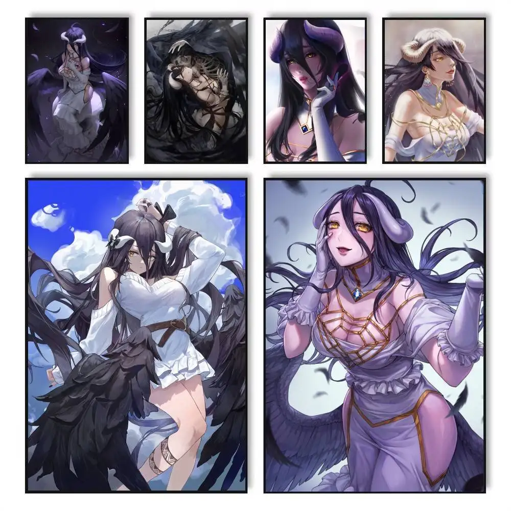 Anime Overlord albedo Poster Waterproof Wall Art Sticker For Bar Living Room Vintage Room Decor High Quality Print Gift