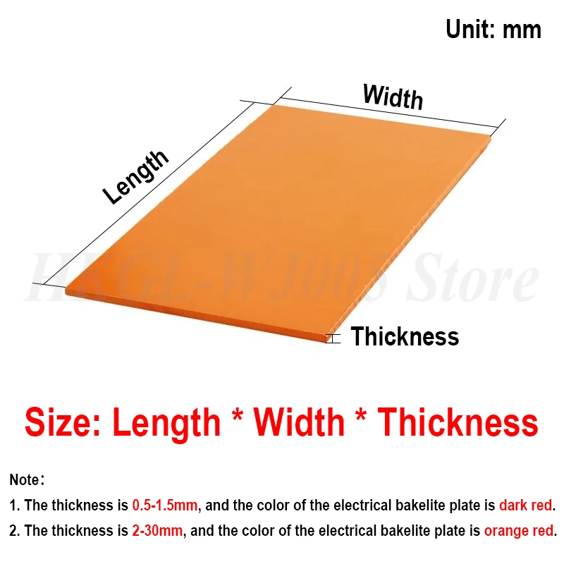 Thick 0.5-30mm Orange Red Electrical Bakelite Plate Insulated Board Insulation Phenolic Resin Sheet High Temperature Resistance