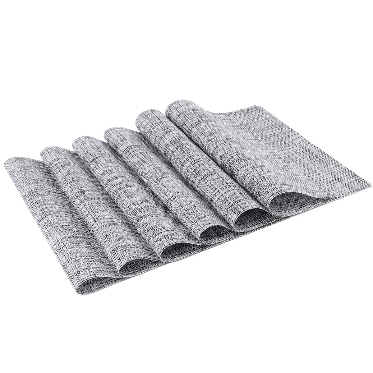 

6Pcs PVC Skid Resistance Heat Insulated Table Placemats Grey Rectangle 30x45cm Home Hotel Restaurant Tableware Mats