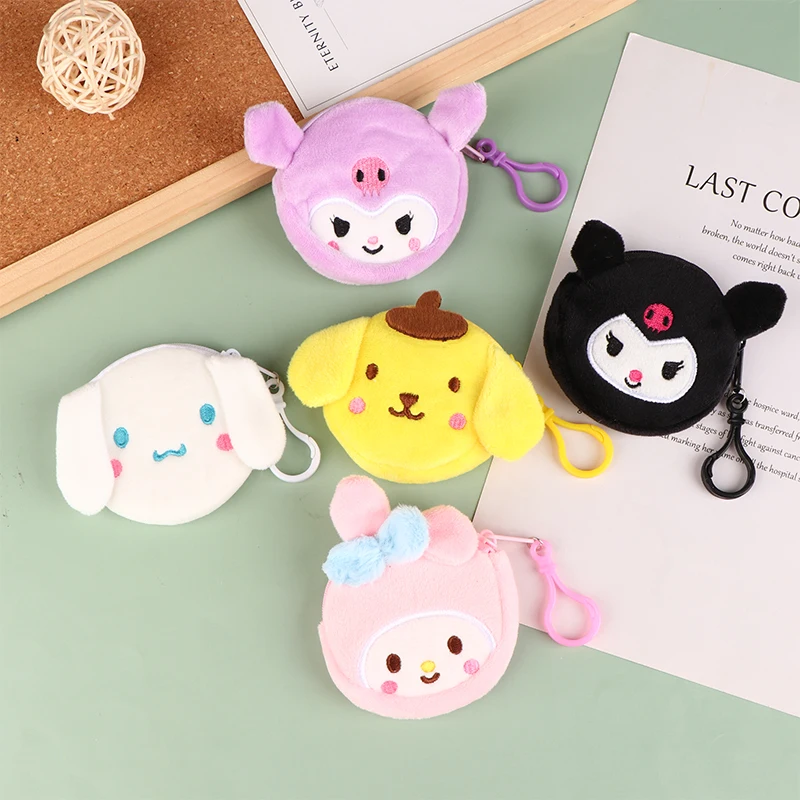 Cute Plush Money Change Pouch Cartoon Cinnamoroll Kuromi Coin Purse Small Wallet Key Bags For Girls Kids Gift