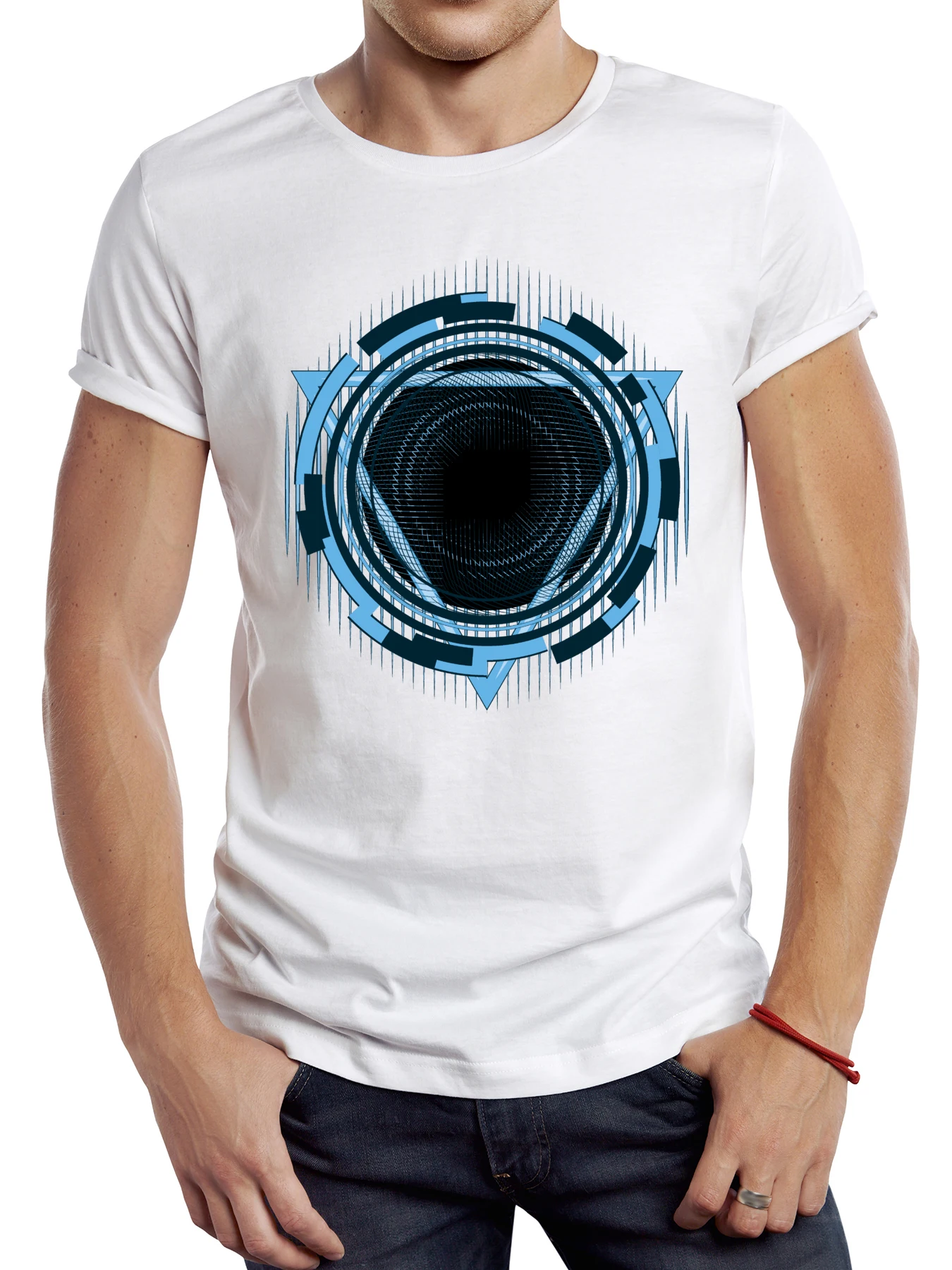 

FPACE Abstract Geometric Shape Printed Men T Shirt Short Sleeve Casual T-shirt Sport Tops Graphic Streetwear