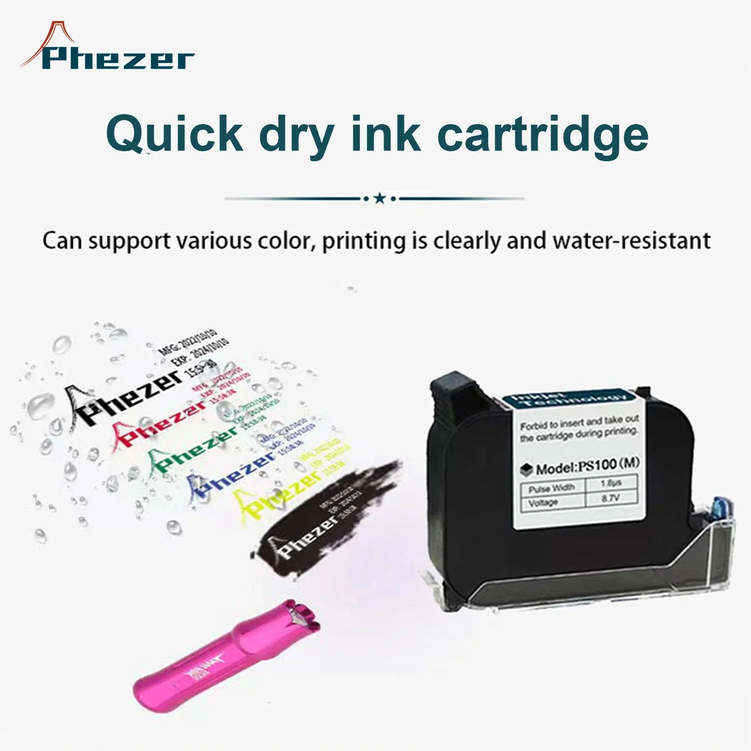 Phezer 30 Languages 12.7/25.4mm PC11Plus Mini Printer Portable Printer QR Bar Code Date Logo Expiry Date Handheld Inkjet Printer