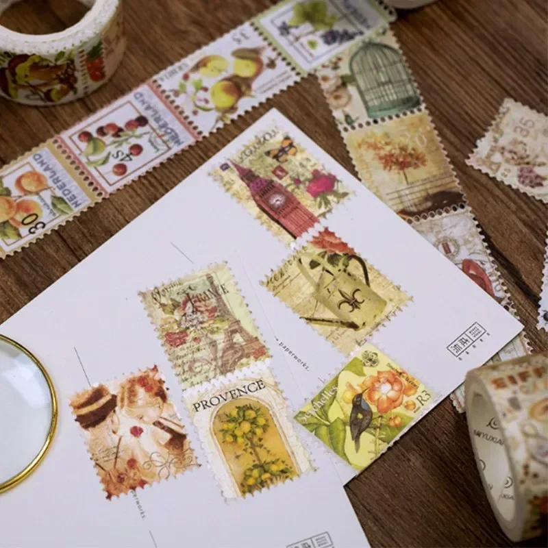 Washi Tape Vintage Stempel-Serie 5m X 25mm für Retro-Journal-Dekoration