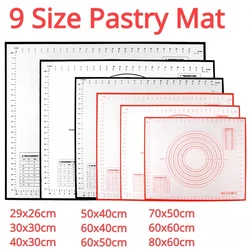 80/70/60/30cm Oversize Silicone Baking Mat Rolling Kneading Pad Pastry Tools Crepes Pizza Dough Non-Stick Kitchen Silicone Mat