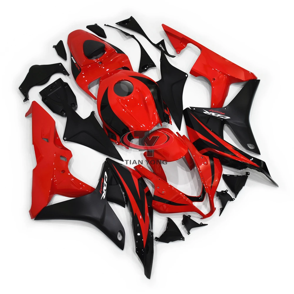 

Fit CBR600 RR F5 07 08 Full Fairing Kit Red and black stripes Motorcycle For CBR600RR 2007 2008 Bodywork Cowling ABS Injection