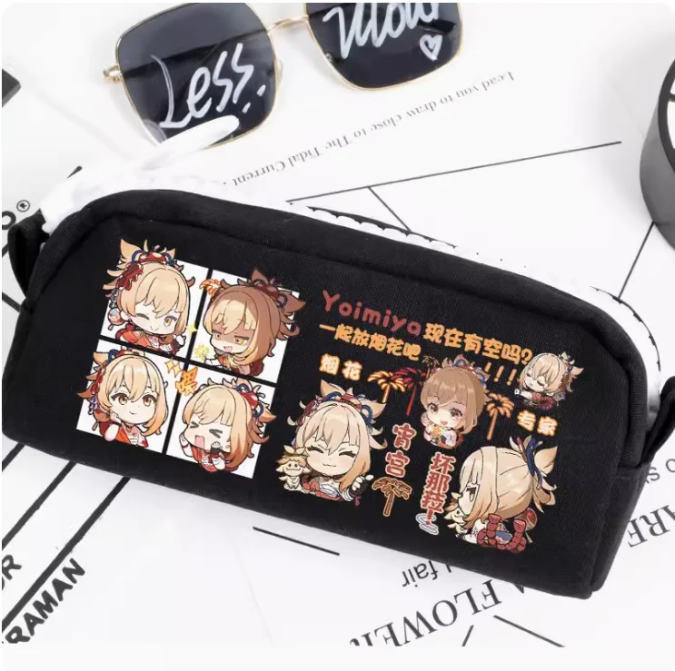 Anime Genshin Impact Yoimiya Pencil Case Oxford Canvas Storage Bag Pencil Box Pencilcase School Pen Bag 2090