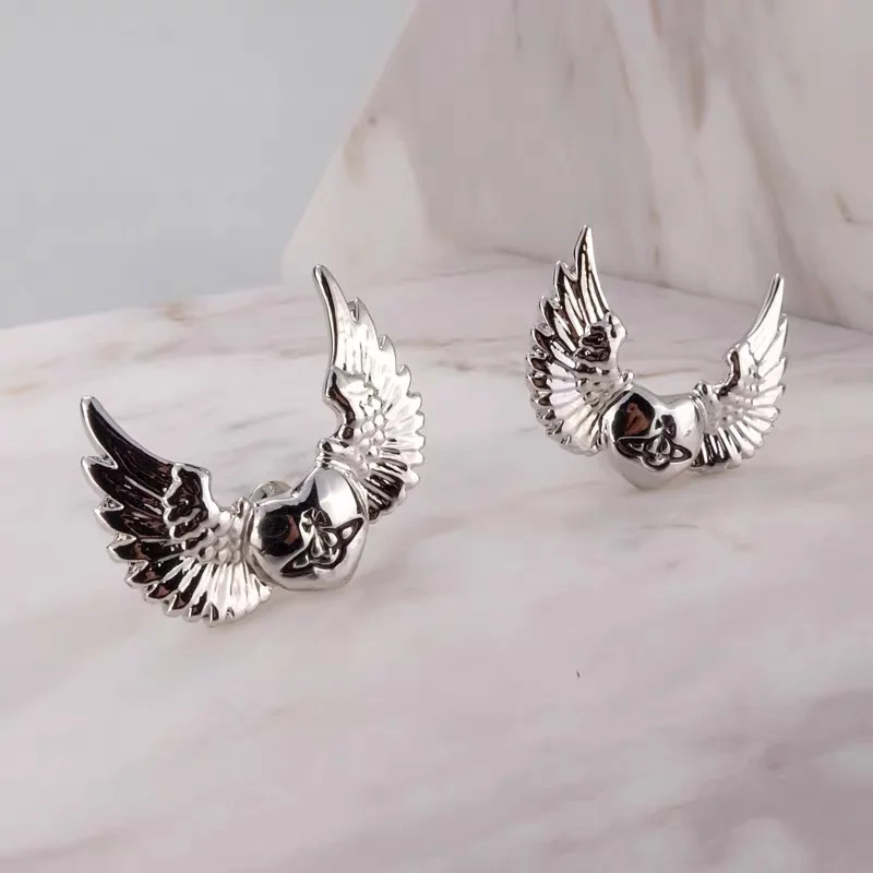 

Серьги-гвоздики женские из стерлингового серебра S925 с простым дизайном в виде маленьких крыльев, универсальные, на каждый день