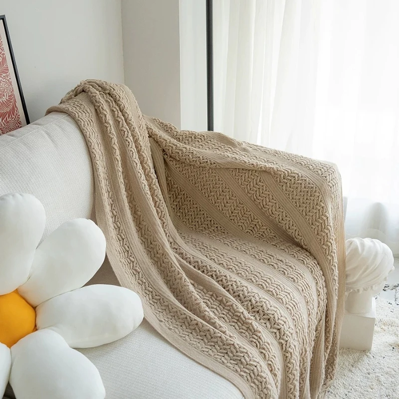 

INS Style Tassel Woven Throw Blanket,Solid Color Sofa Cover for Living Room,High Aesthetic Bed Runner, Creative Photography Prop
