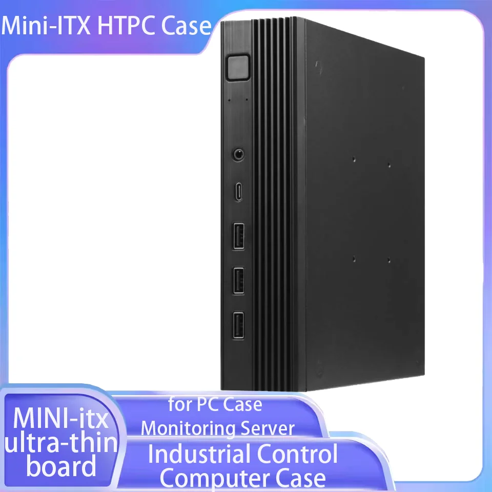 

Mini-ITX HTPC Chassis for THN-TX Motherboard 17x17cm Case Industrial Control Computer Case PC Case Monitoring Server Black