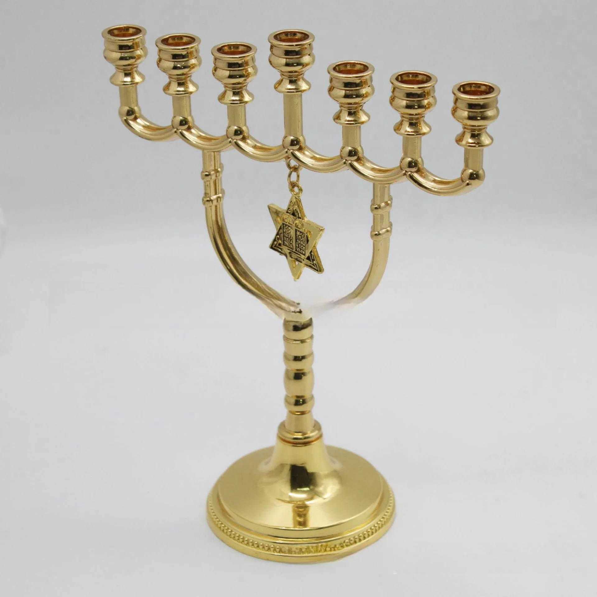 Zinc alloy seven headed candle holder gold hexagonal star pendant candle holder home decoration